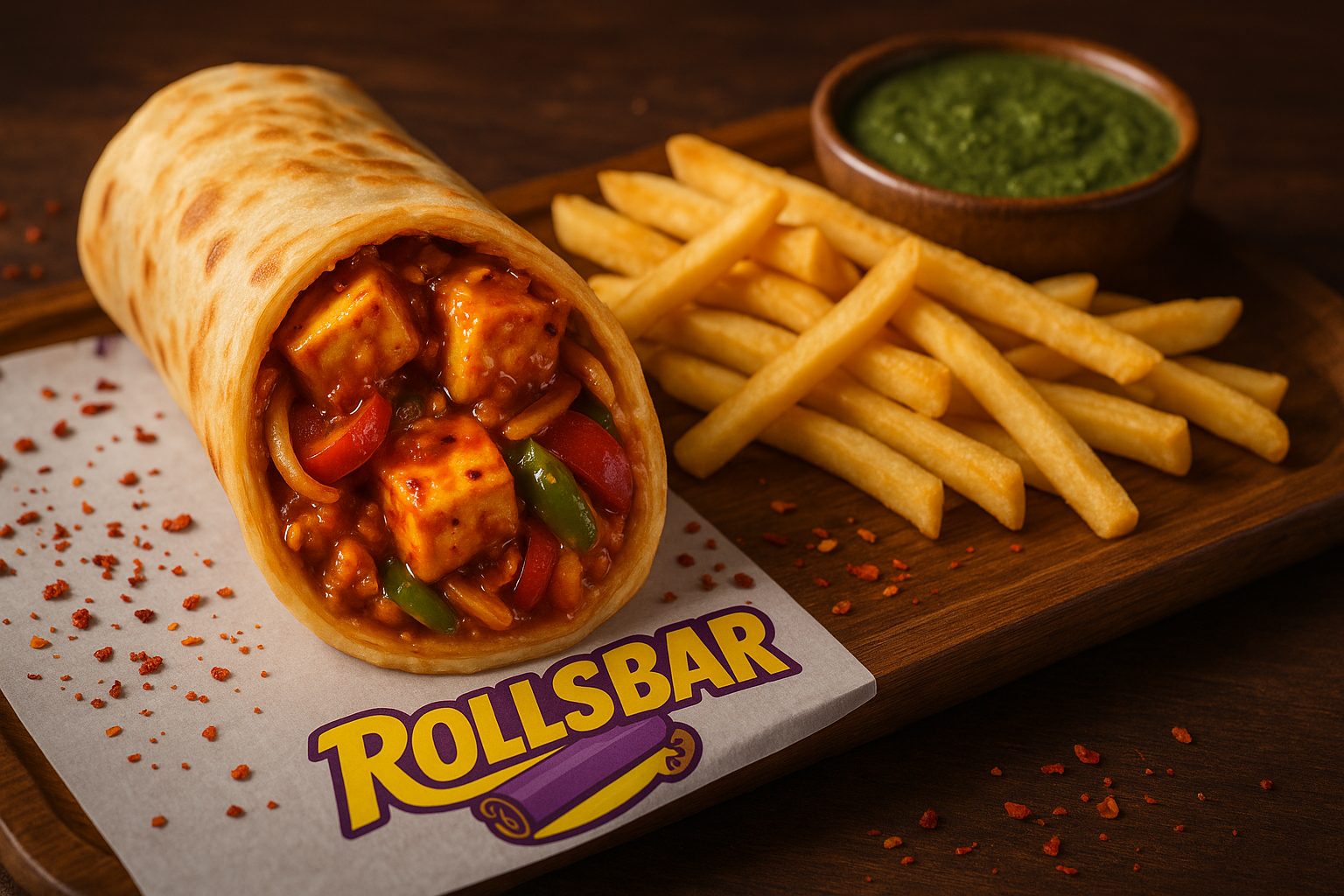 chilli paneer roll
